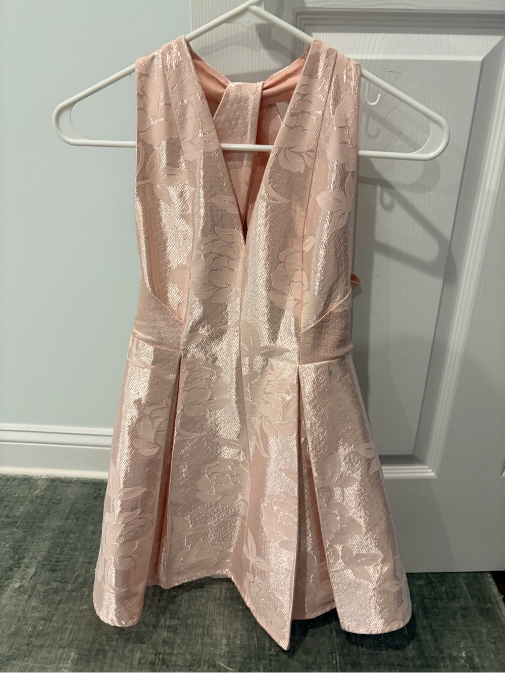 Girls' Floral Jacquard Party Dress - Light Pink